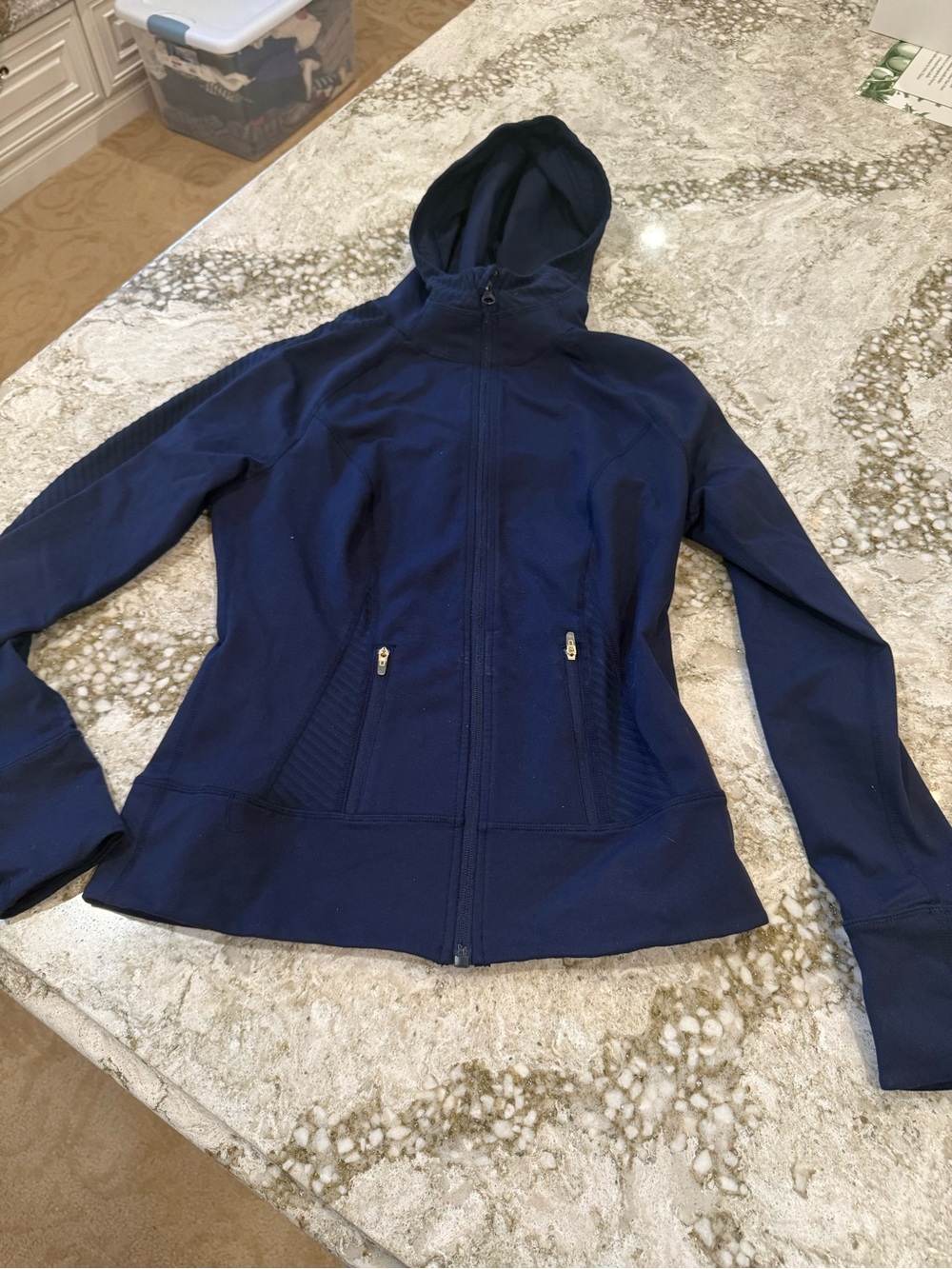 Zella Navy Full-Zip Hooded Active Jacket